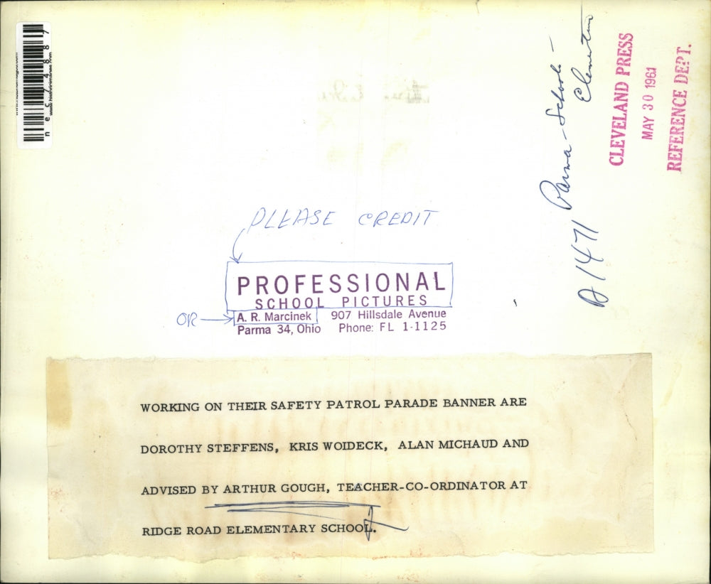 1961 Press Photo Ridge Road Elemenatry, D. Steffens, K. Woideck, A. Michaud