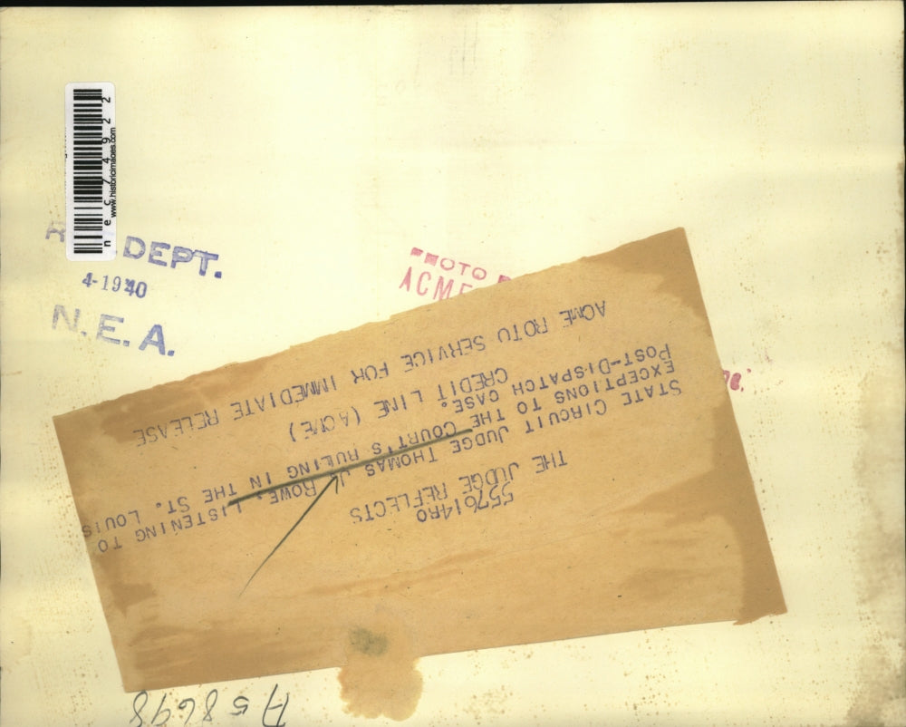 1940 Press Photo Judge Thomas J Rowe for St Louis Post Dispatch contempt case