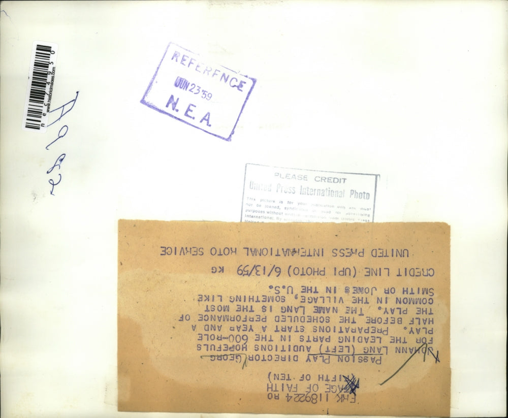 1959 Press Photo Director Georg Johann Auditions People for Passion Play