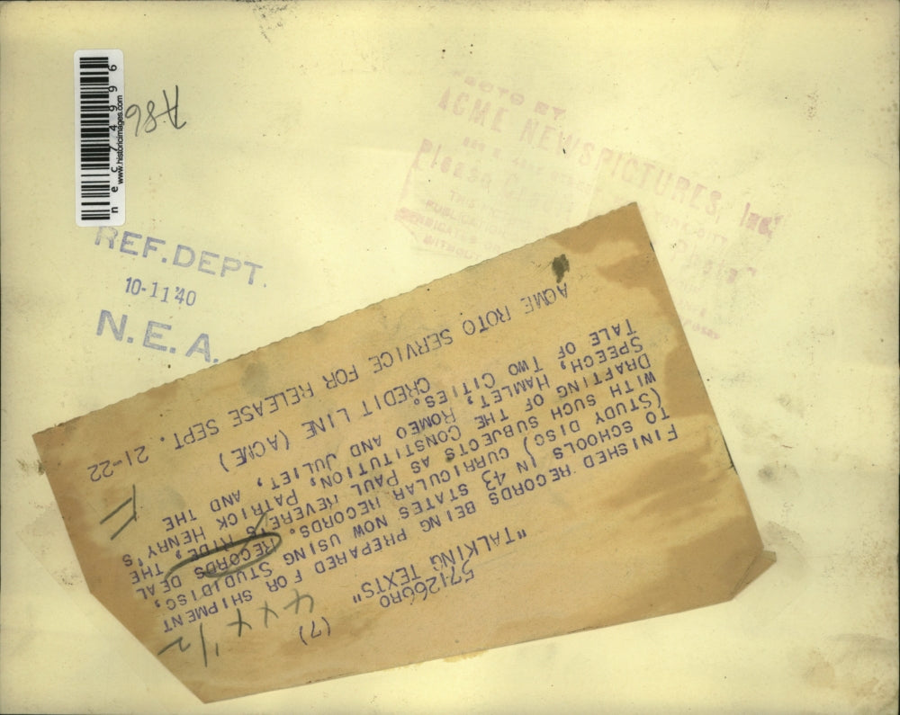 1940 Press Photo Records for use in schools being prepped for shipment