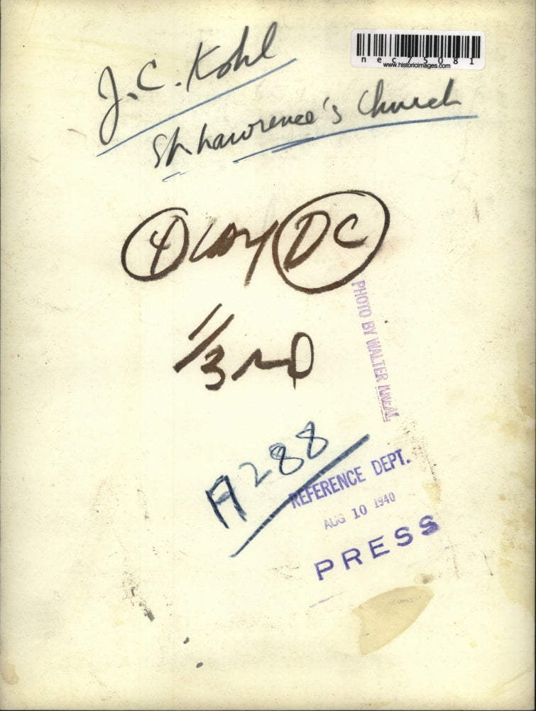 1940 Press Photo JC Kohl at St Lawrence church in Cleveland Ohio