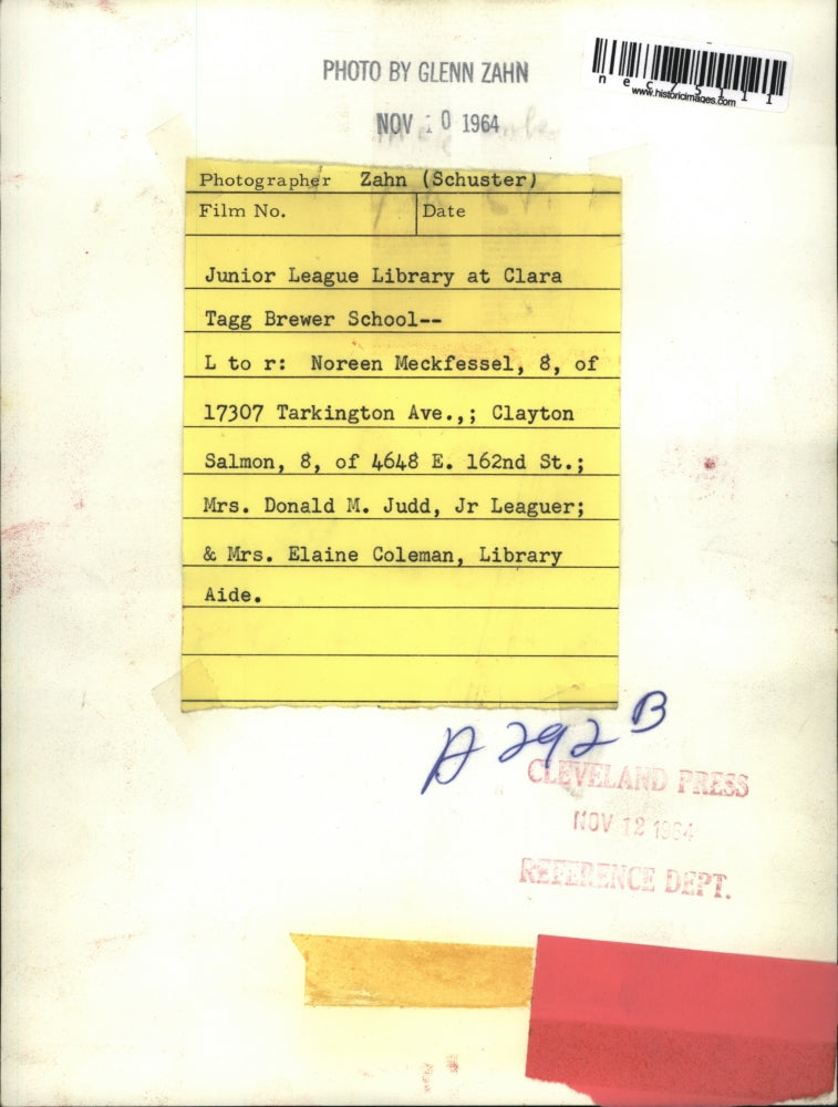1964 Press Photo Jr League Library at CT Brewer School, Meckfessel