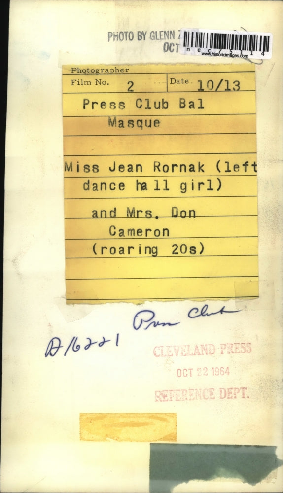 1964 Press Photo Jean Rornak & Mrs Don Cameron at Press Club ball in Cleve.