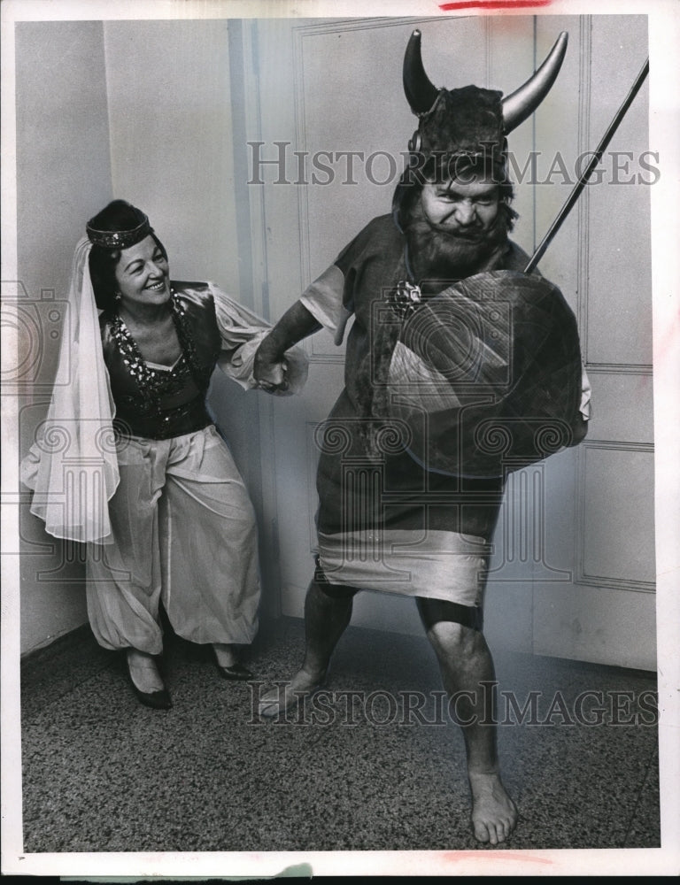 Load image into Gallery viewer, 1964 Press Photo J Boolish , M Johnquest at Press Club Mask Ball
