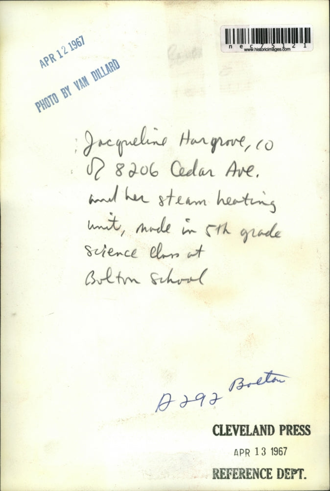 1967 Press Photo Jacqueline Hargrove age 10 at Bolton school in Cleveland, Ohio