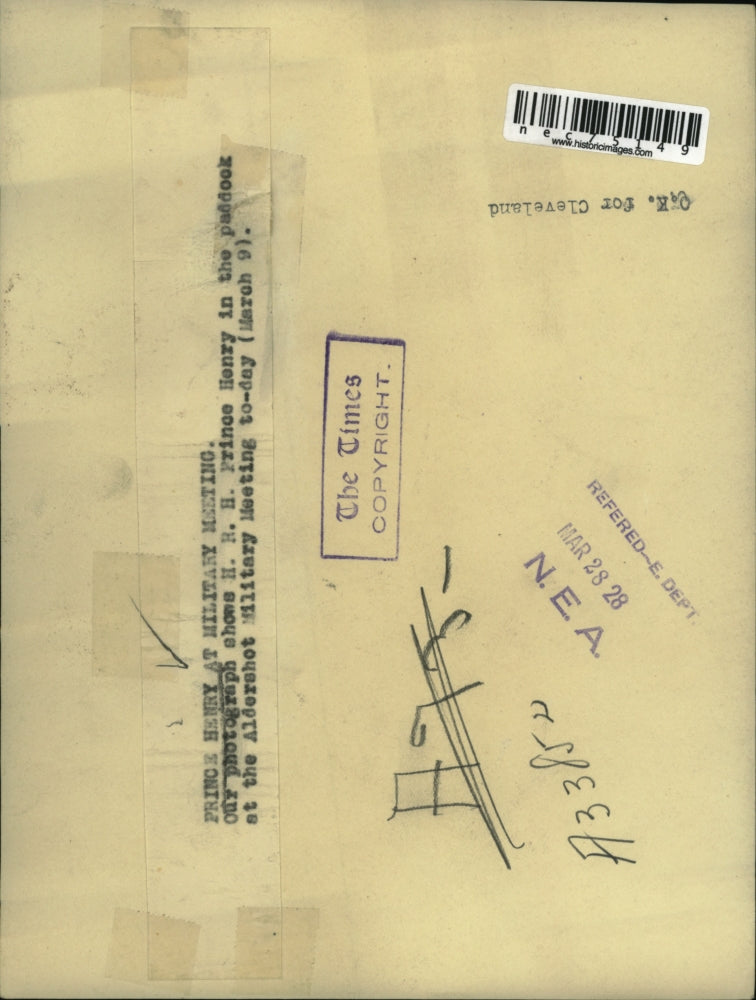 1928 Press Photo Prince Henry at Aldershot Military meeting in England