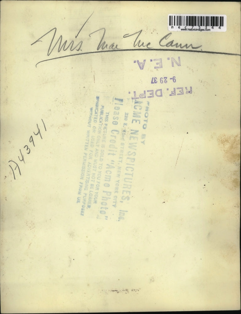 1937 Press Photo Mrs Mae McCann at her Ohio home