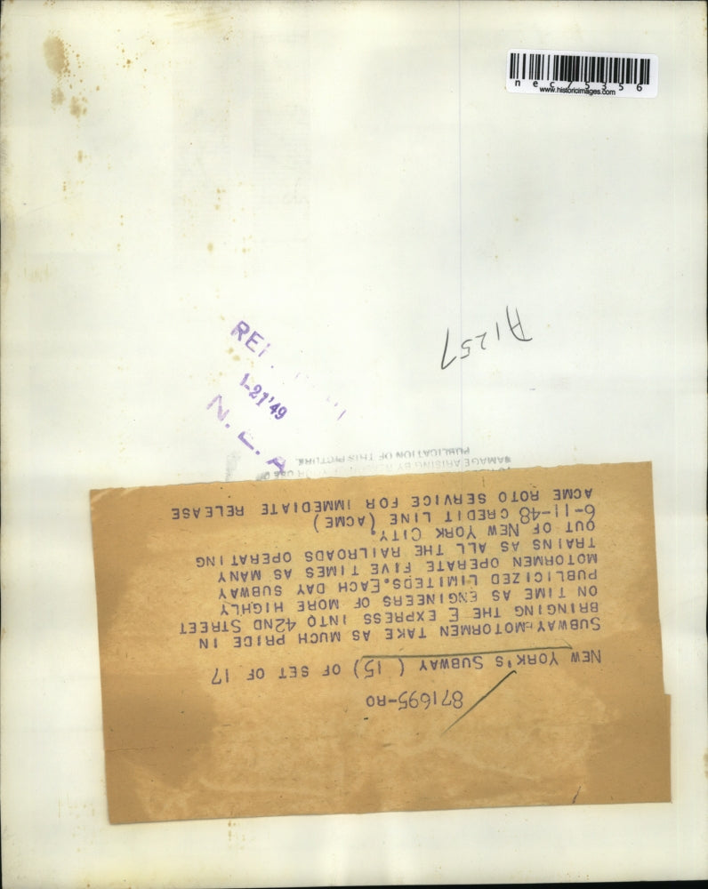 1948 Press Photo New York Subway Motorman