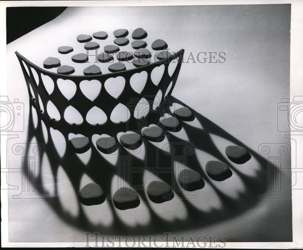 1957 Press Photo Eraser fashions cut from a sheet of rubber