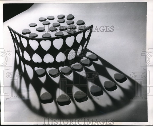 1957 Press Photo Eraser fashions cut from a sheet of rubber