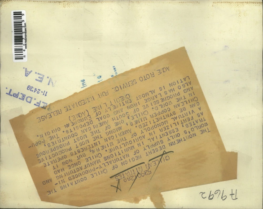 1939 Press Photo Chilean nitrates processed at mining mill