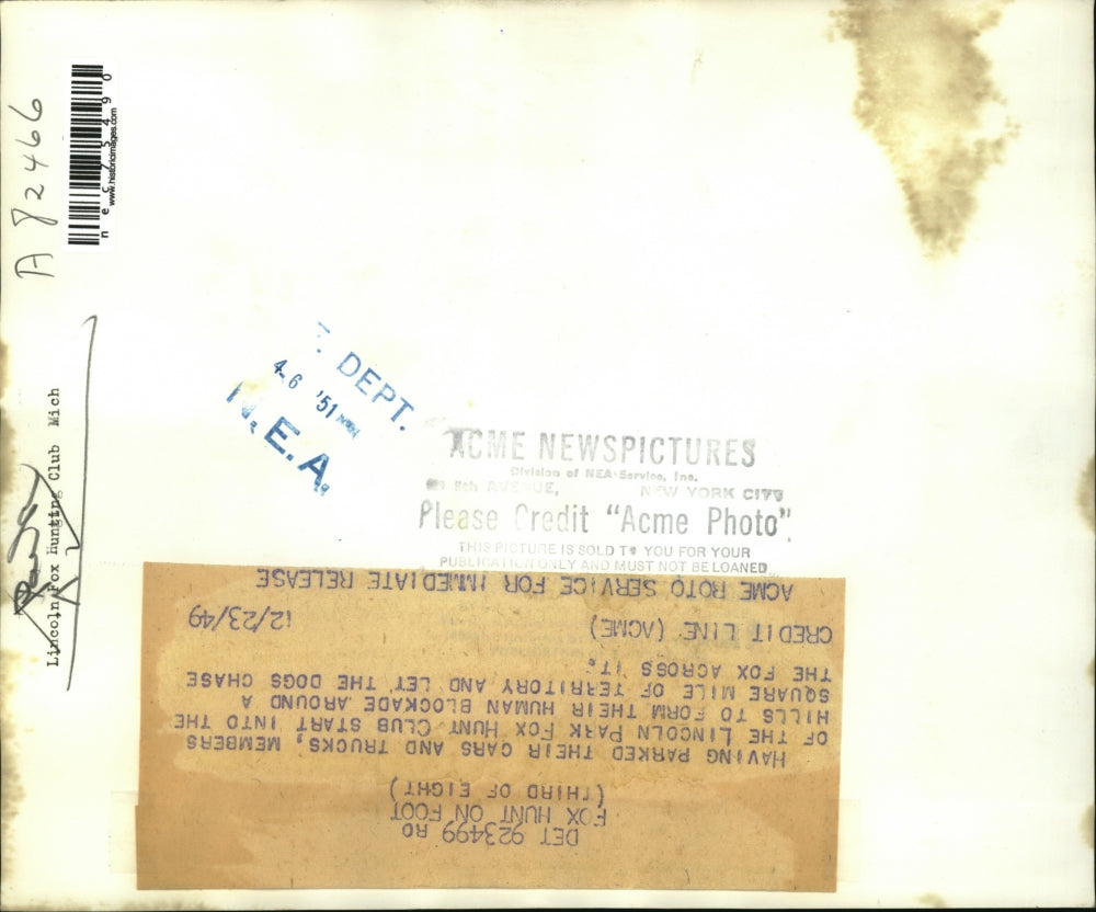 1949 Press Photo Fox hunt at Lincoln Park Hunt club