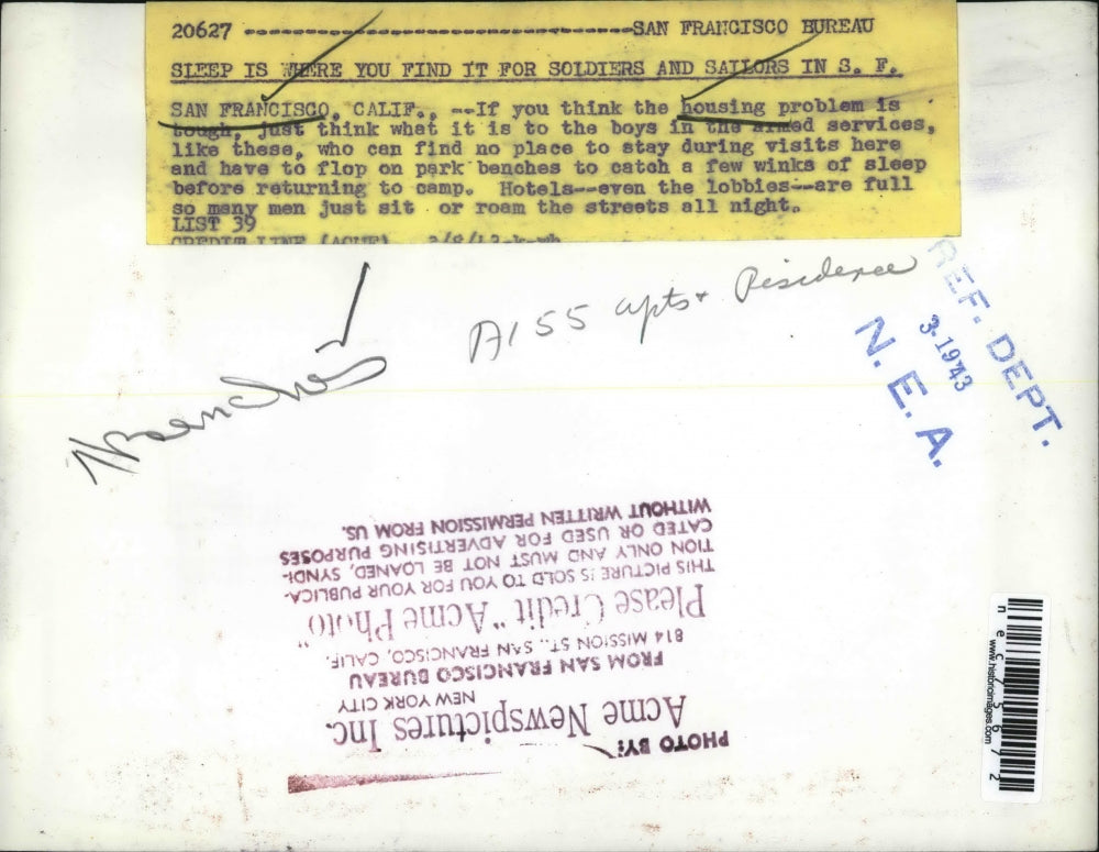 1943 Press Photo Soldiers are finding it hard to find housing in San Francisco