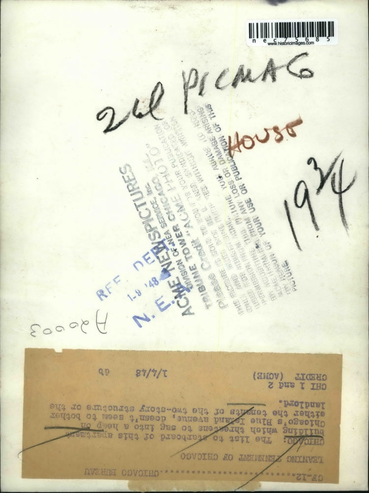 1948 Press Photo Apartment building which threatens to sag into a heap