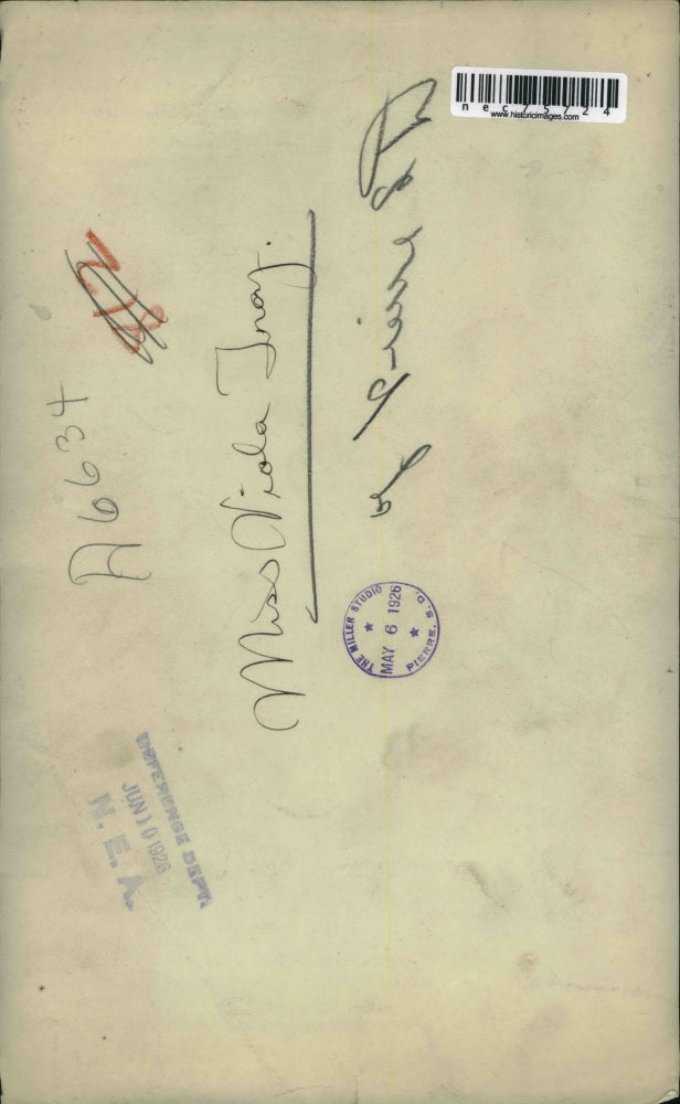 1926 Press Photo Miss. Viola Tray of Pierre of South Dakota.