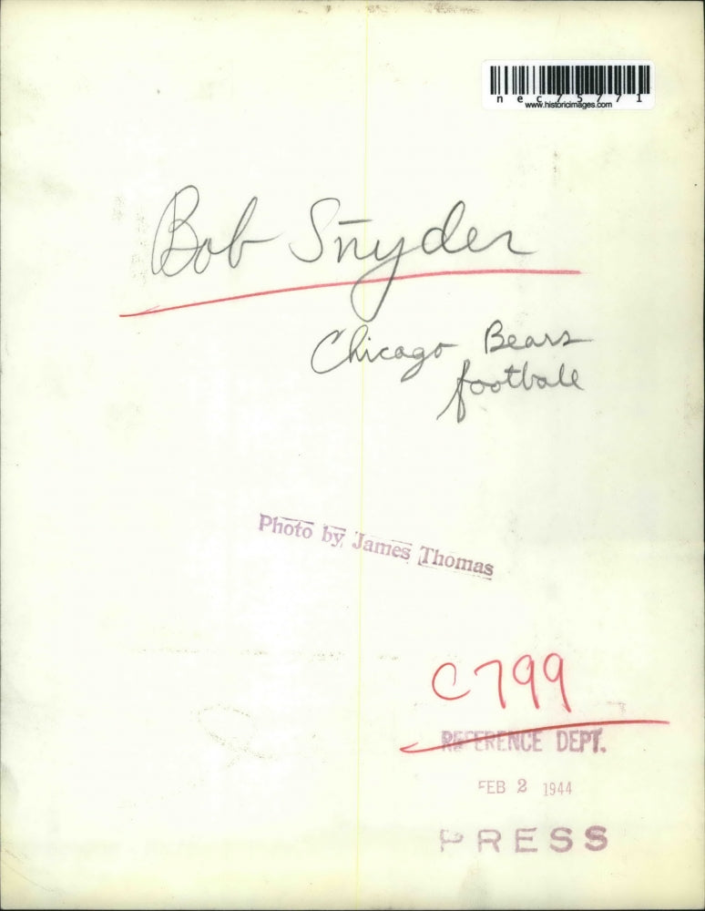 1944 Press Photo Bob Sinyder Chicago Bears Football - nec75771