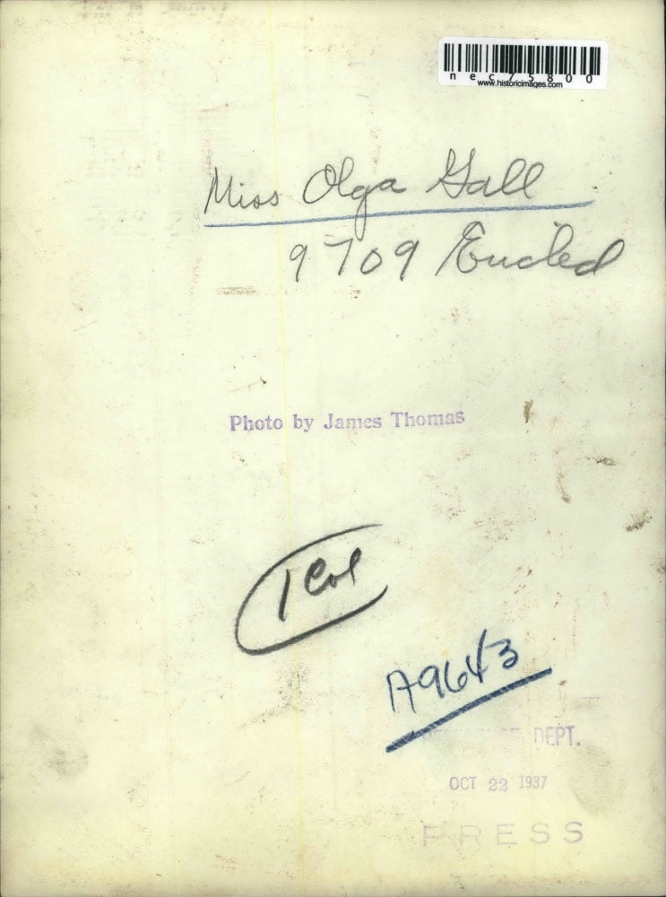 1937 Press Photo Miss Olga Gall