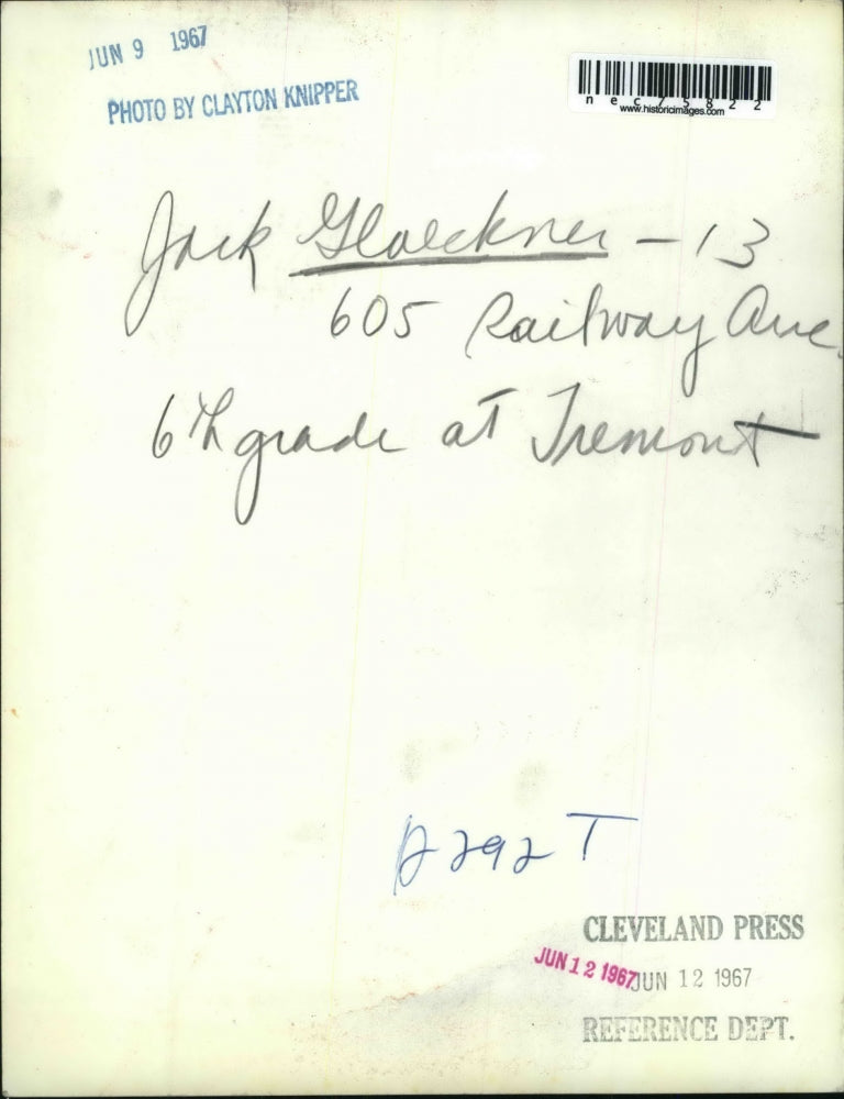 1967 Press Photo Jack Glaeckner 13, 6th grader at Tremont