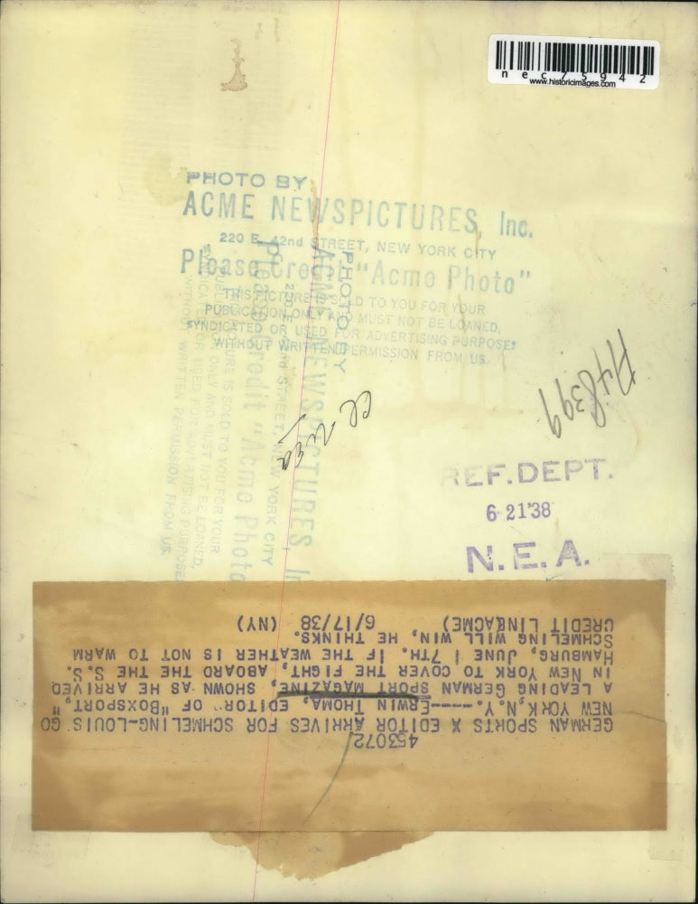 1938 Press Photo Erwin Thoma Editor of Boxsport German Sport Magazine