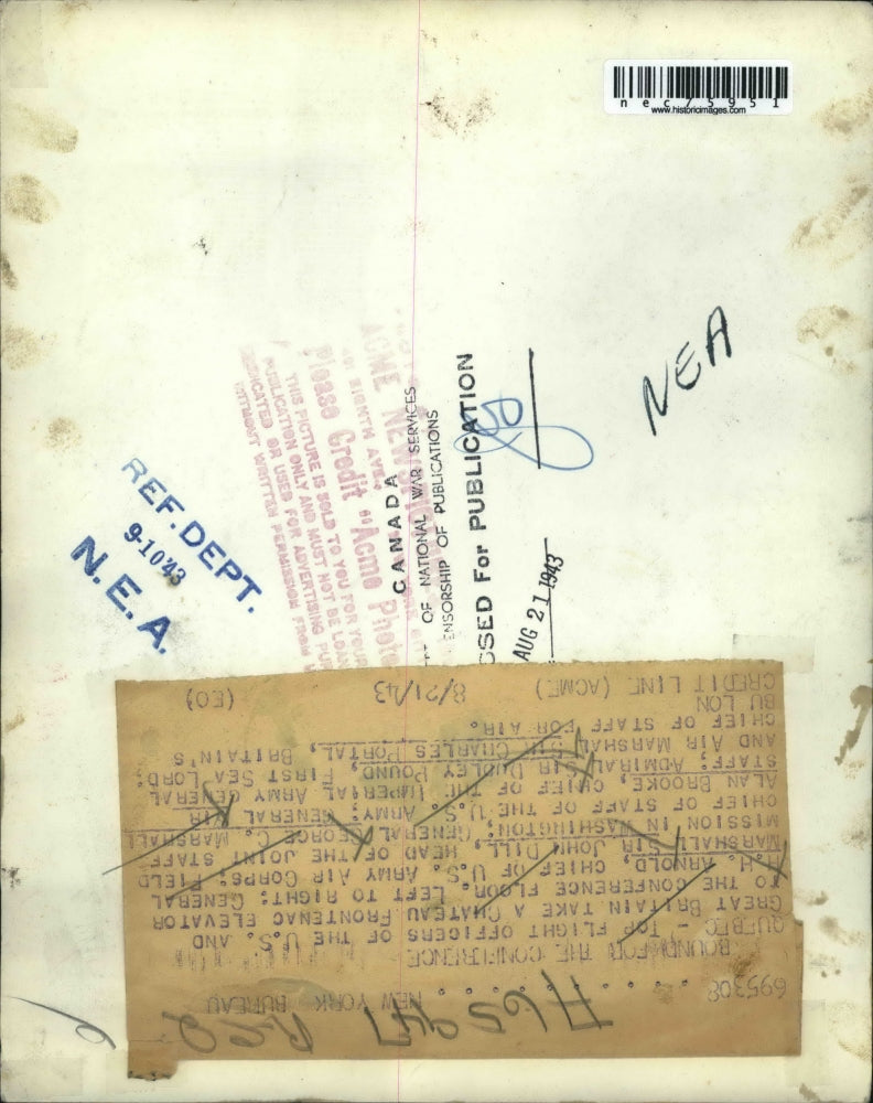 1943 Press Photo Flight Officers of US and Great Britain bound for conference