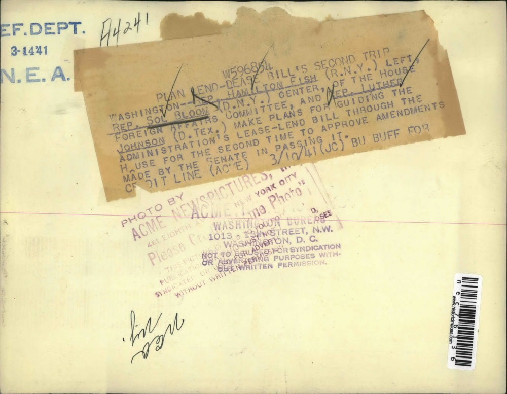 1941 Press Photo Rep. Hamilton Fish, Rep. Sol Bloom & Rep. Luther Johnson