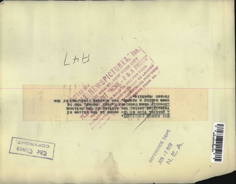 1931 Press Photo Palace of Versailes during National Assembly