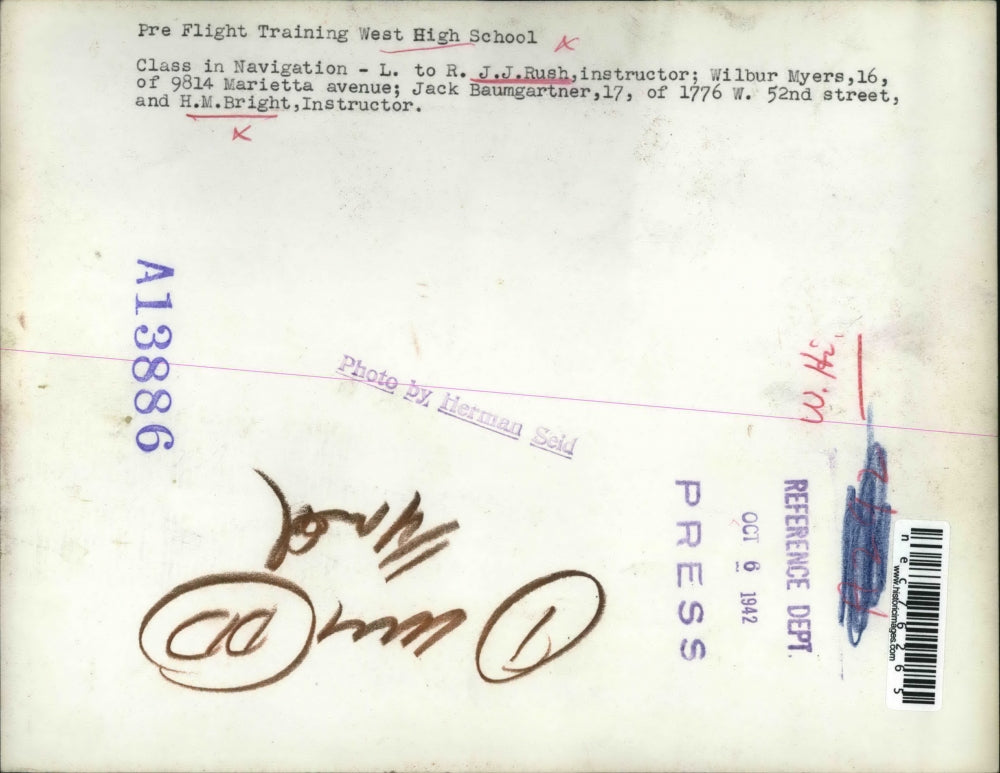 1942 Press Photo Pre Flight Training West High School