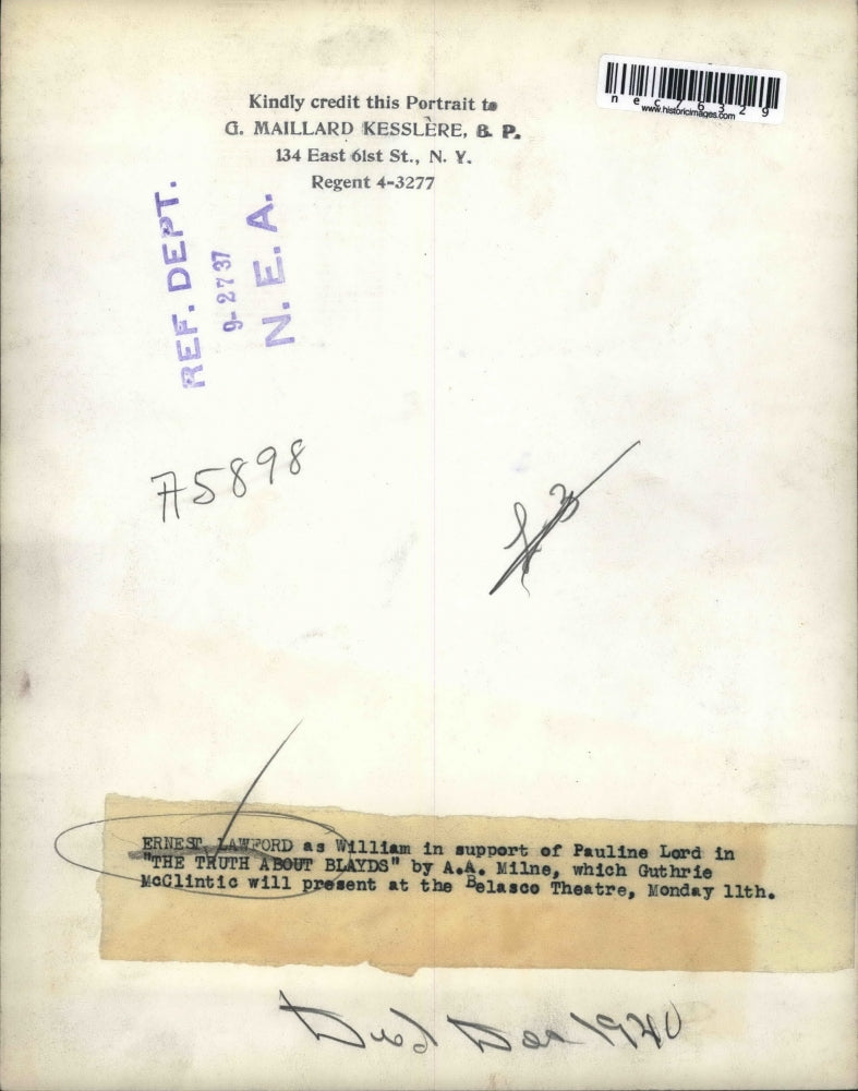 1937 Press Photo Ernest Lawford as William in play The Truth About Blayds