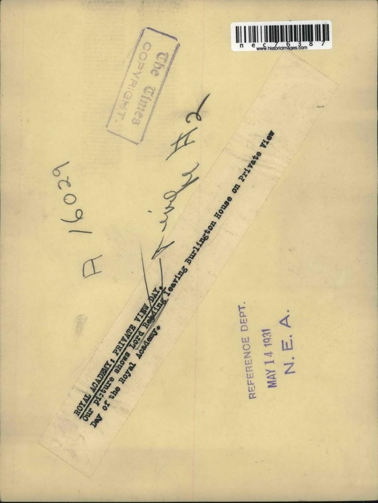 1931 Press Photo Lord Reading leaving Burlington House Royal Academy