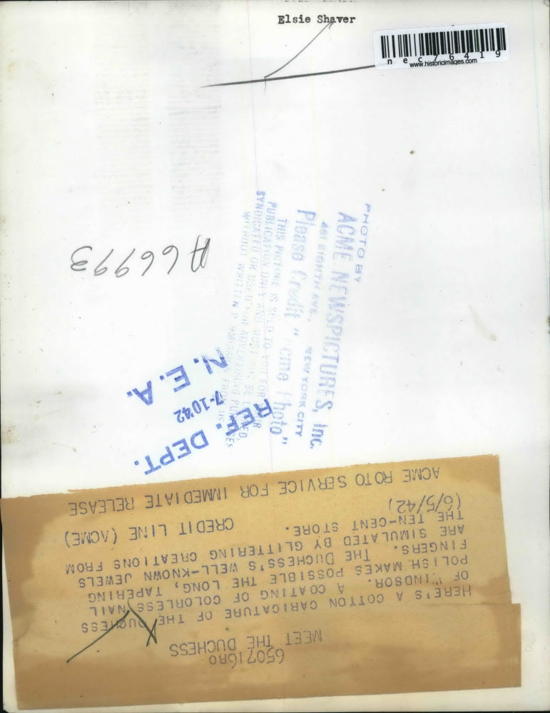 1942 Press Photo Cotton Caricature of the Duchess of Windsor Elsie Shaver