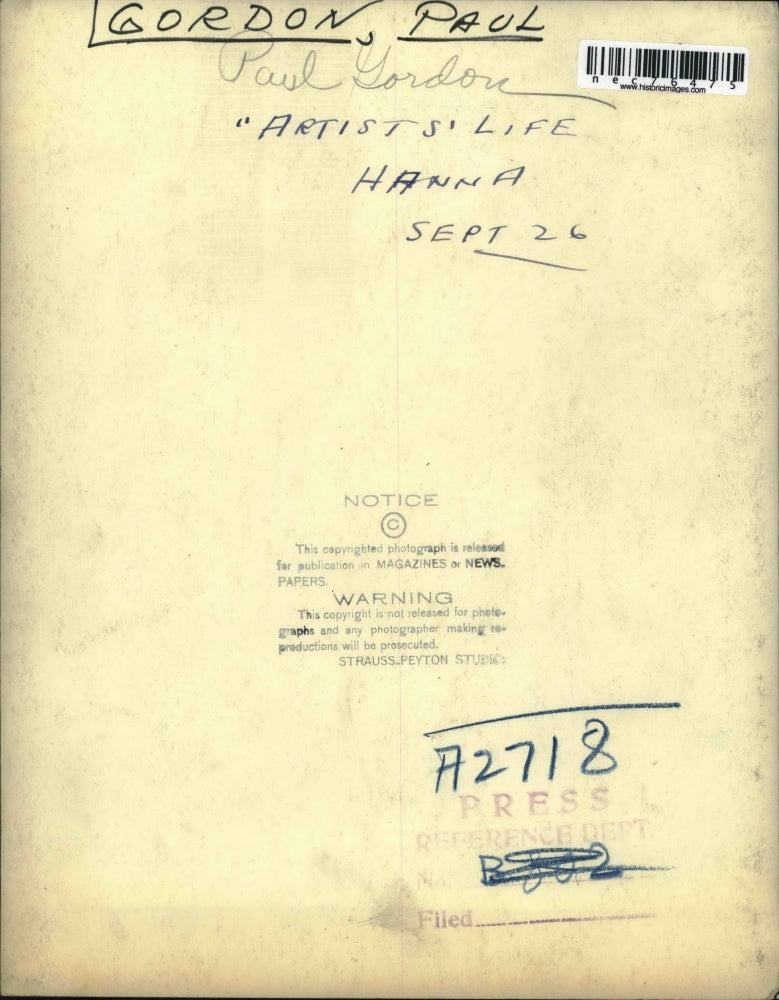 1920 Press Photo Paul Gorden Artists Life