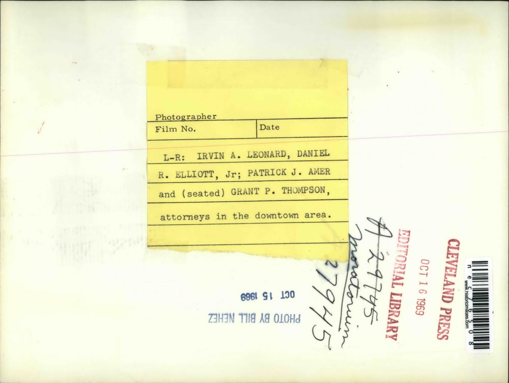 1969 Press Photo Attorneys Leonard, Elliott, Amer and Grant