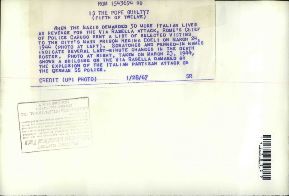 1967 Press Photo Main Prison Regina Coeli