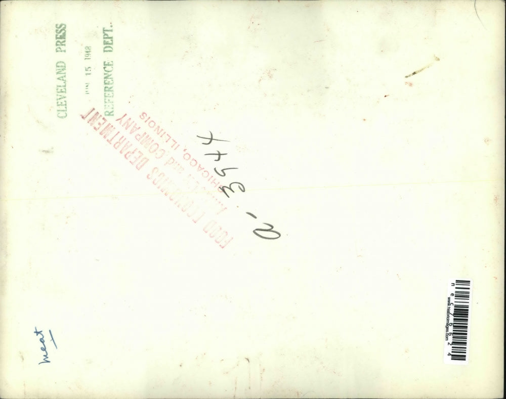 1948 Press Photo A cooked ham on a serving tray for a meal