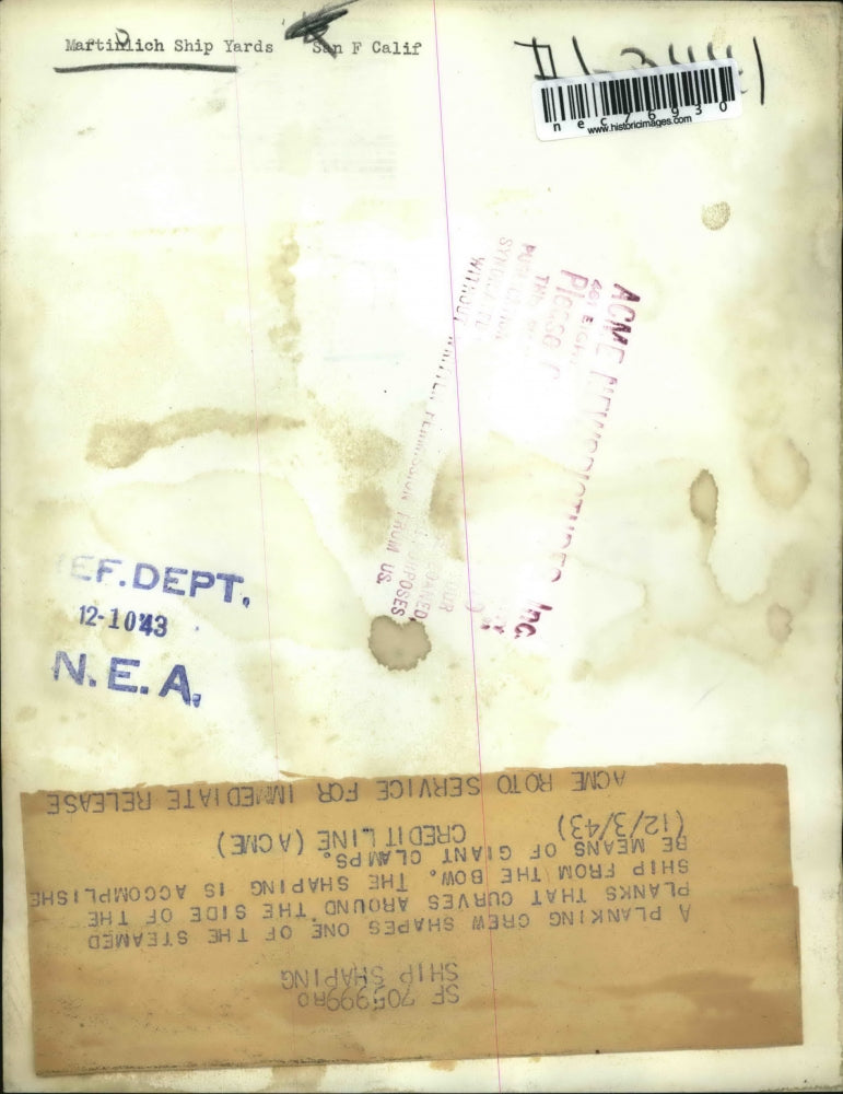 1943 Press Photo Martinlich Ship Yards - nec76930