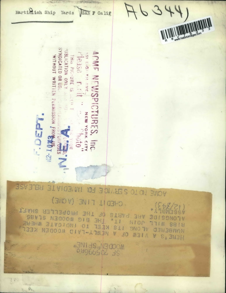 1943 Press Photo Martinolich Ship Yard