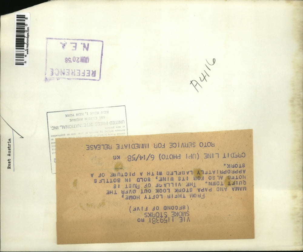 1958 Press Photo Scene from the Village of Rust, noted for its wine