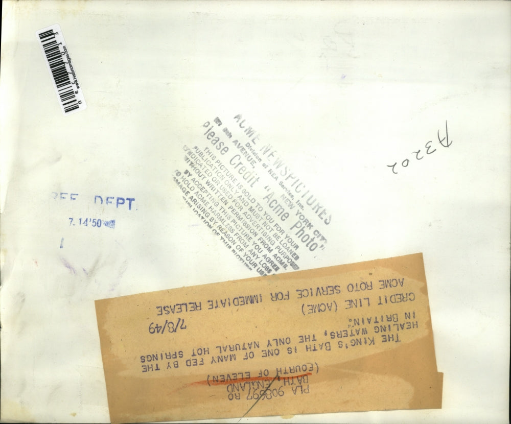 1949 Press Photo The King's bath, the only natural hot spring in Britain