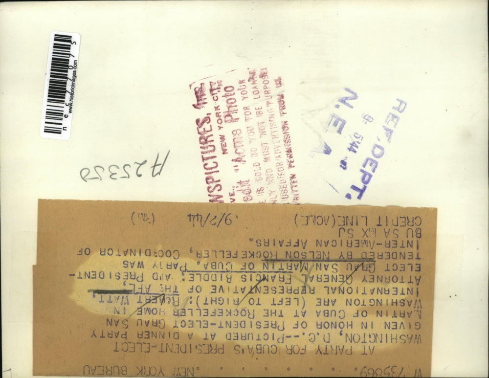 1944 Press Photo Robert Watt & Francis Biddle at Party Honoring Gau San Martin