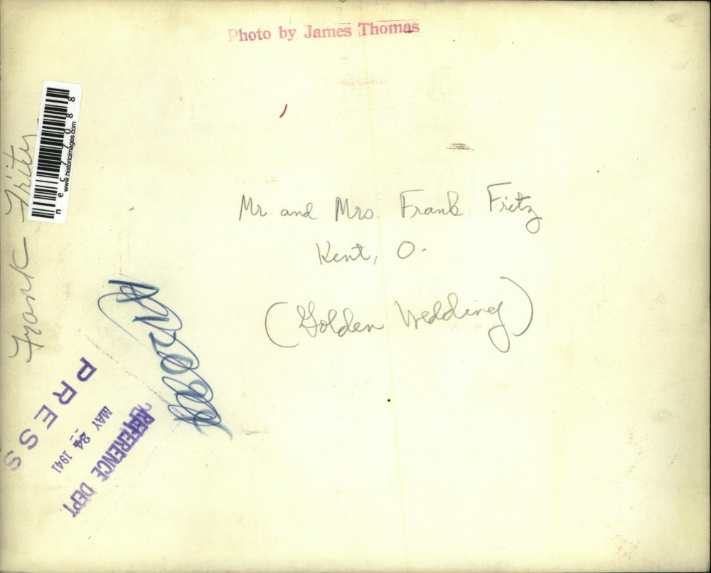 1941 Press Photo Mr & Mrs Frank Fritz celebrating their Golden Wedding Aniv