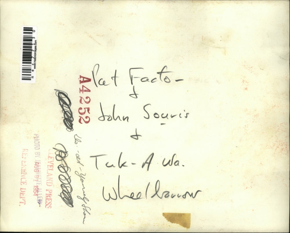 1954 Press Photo Pat Pacto and John Souris in a Wheel Wagon.