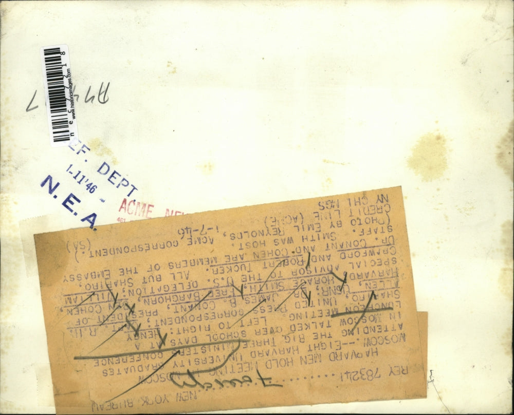 1946 Press Photo Harvard men attending meeting of Big 3 Ministers Conference