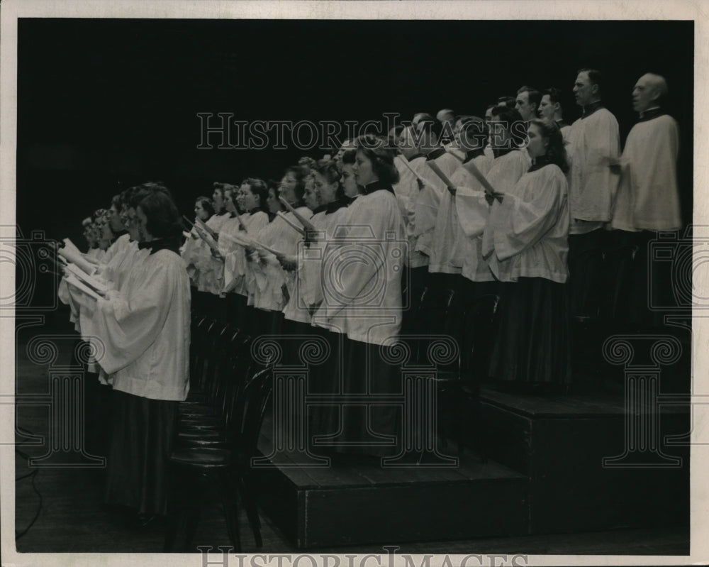 1947 Press Photo Lutheran A Cappella Choir at Niomueller meeting public hall