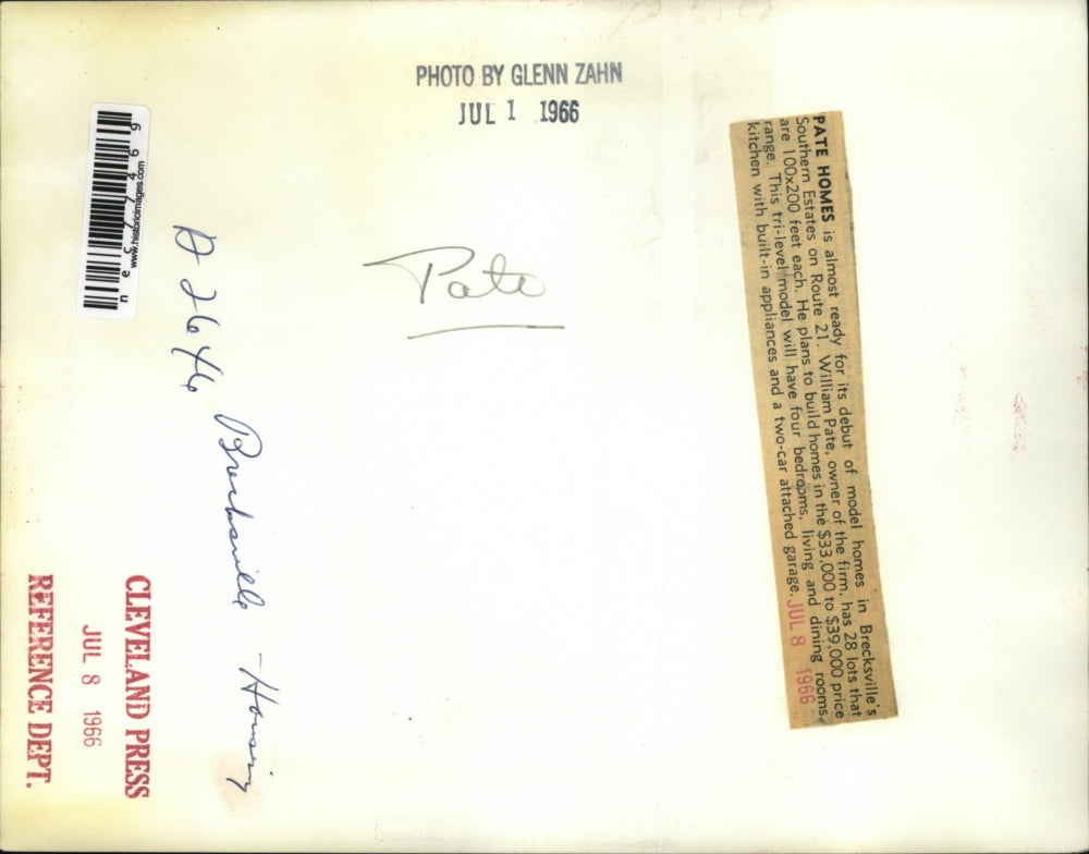 1966 Press Photo Pate Homes, Brecksville"s Southern Estates, 28 lots