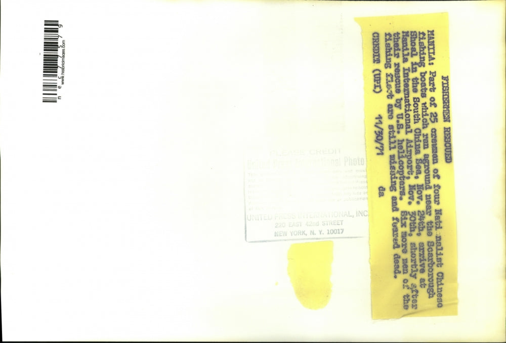 1971 Press Photo Rescued Crewman of Four Nationalist Chinese fishing boast.