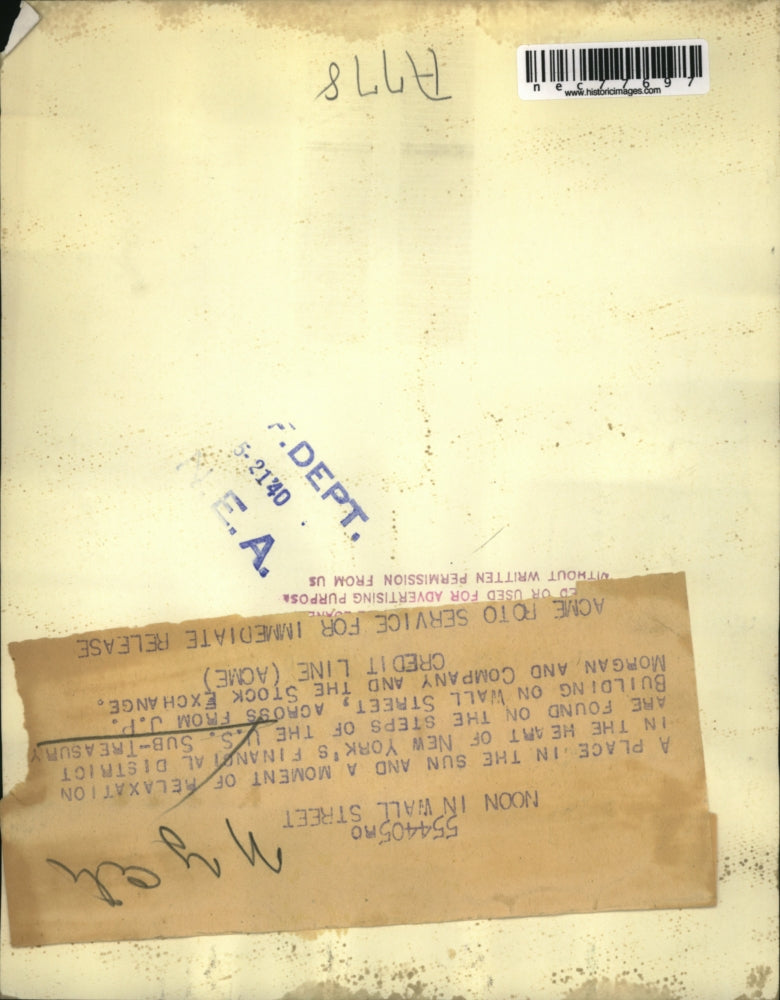 1940 Press Photo Wall Street The U.S Sub-treasury Building financial district NY