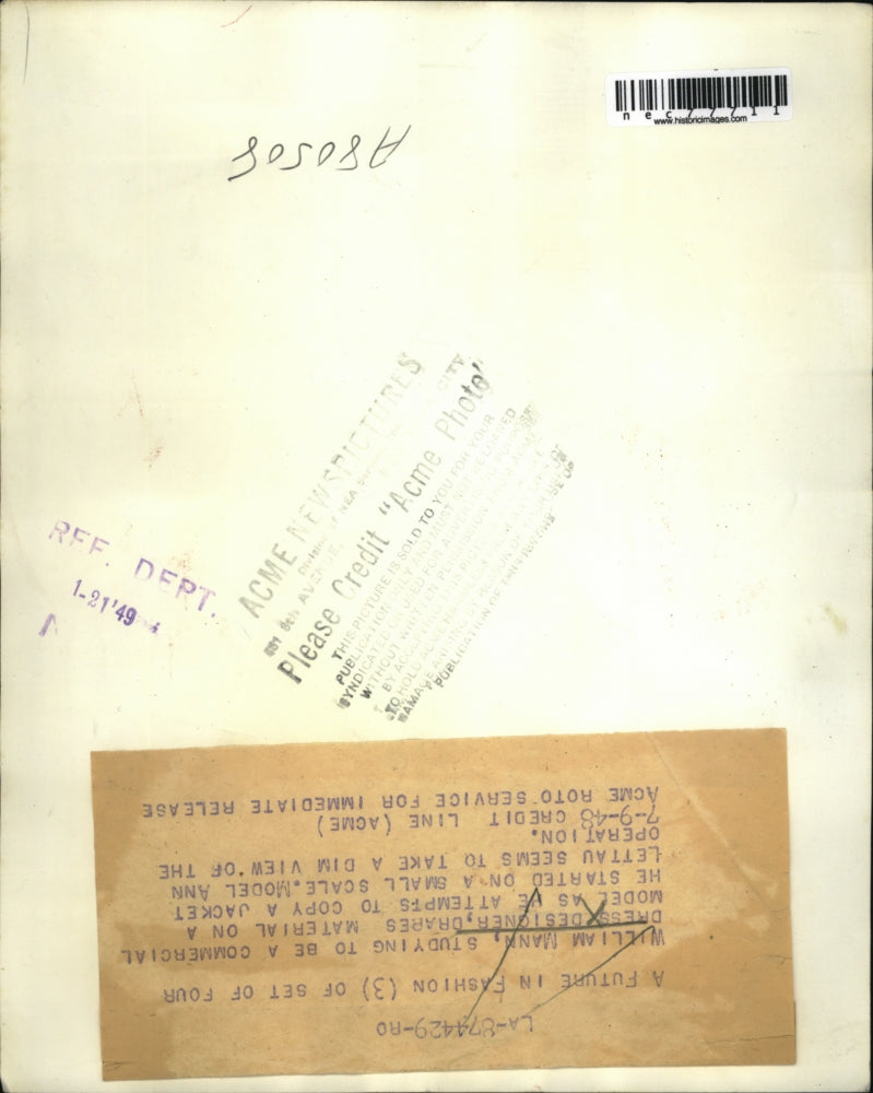 1948 Press Photo William Mann, studying to be a commercial dress designer