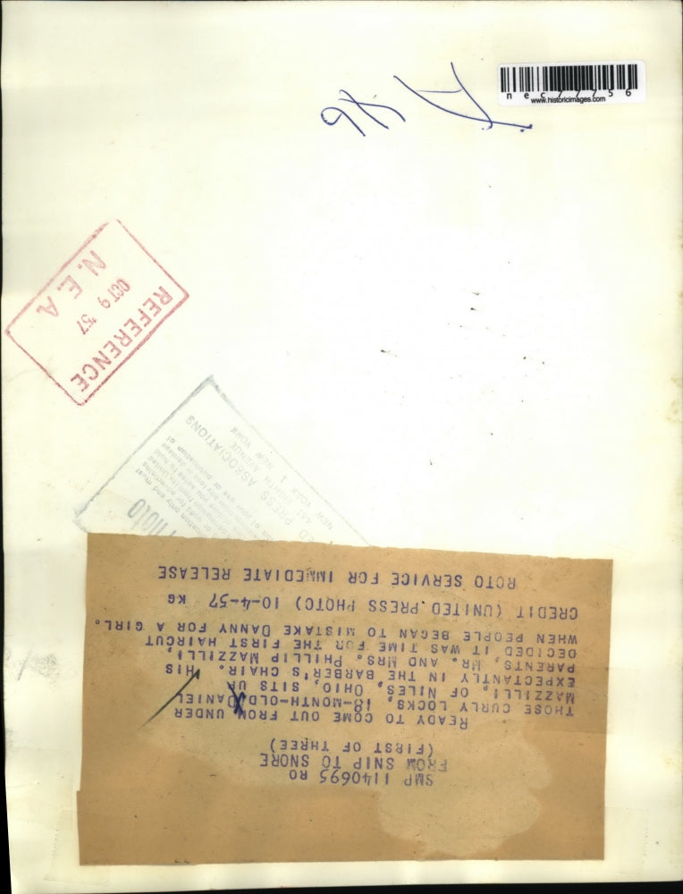 1957 Press Photo Daniel Mazzilli getting ready for a haircut