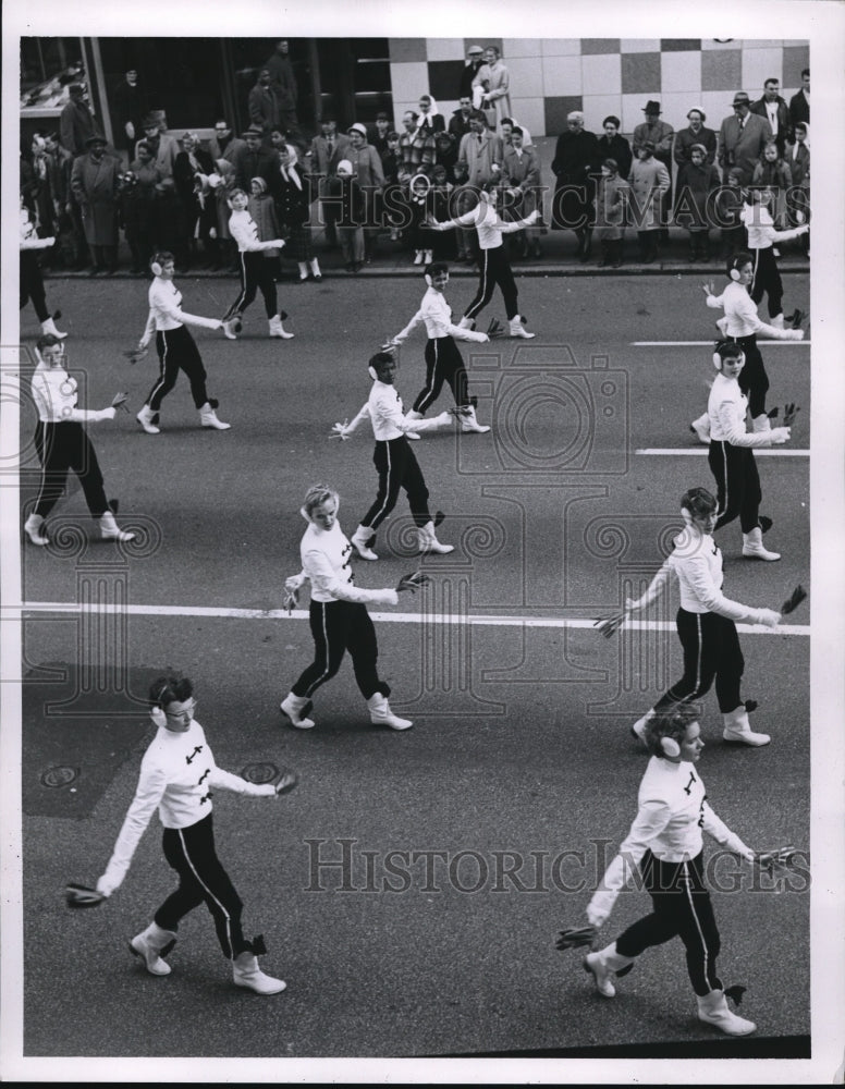 1957 Press Photo Orange HS marching unit in a Cleveland parade