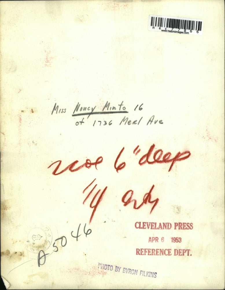 1953 Press Photo Miss Nancy Minto, 16 - nec77866